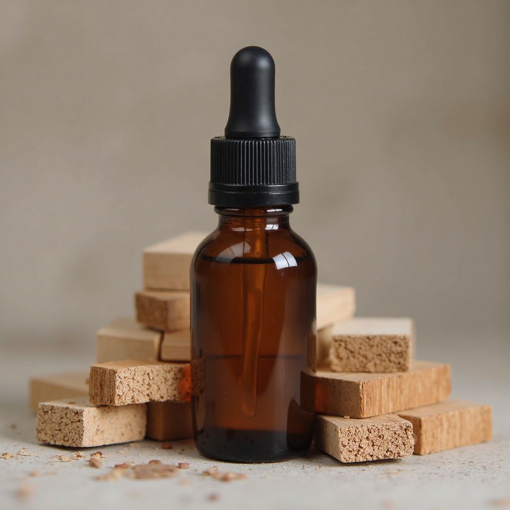 Premium beard oil in glass bottle